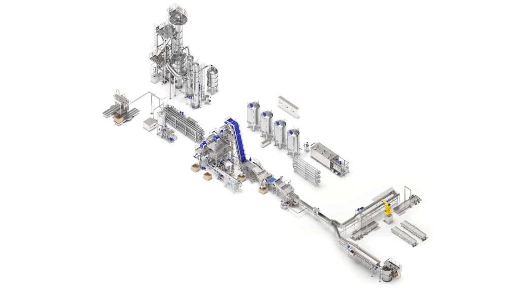 Fruit processing line for apples, pears and peaches